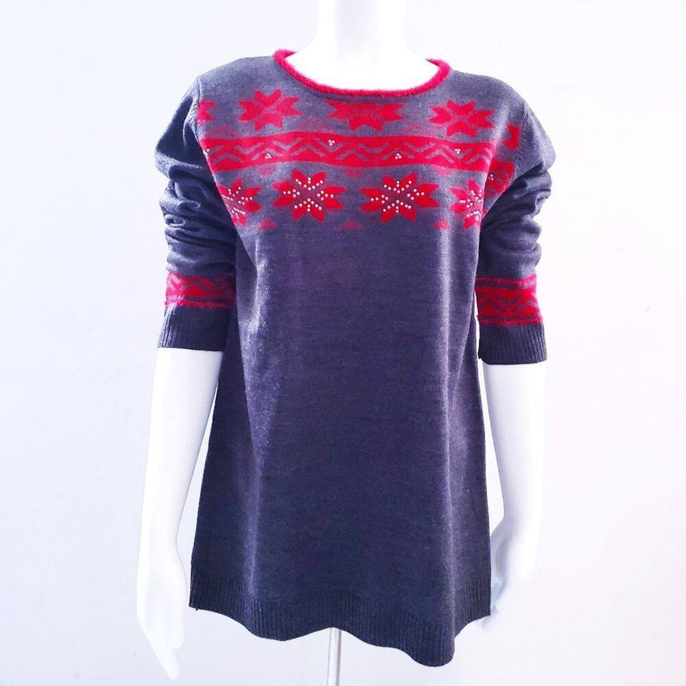 Abito Women's Holiday Tunic Style Sweater - Medium